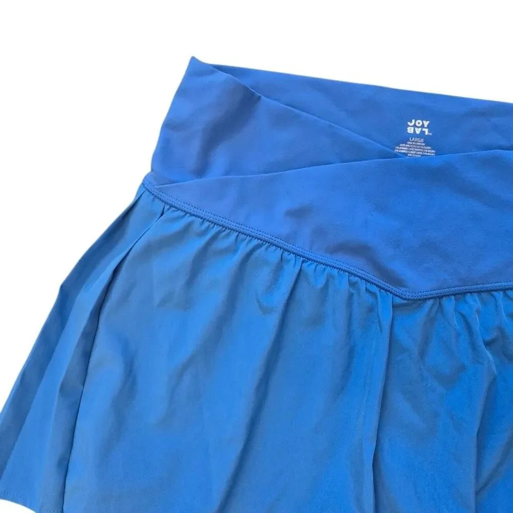 JoyLab Crossover High Waisted Athletic Running Skort Shorts Blue Large